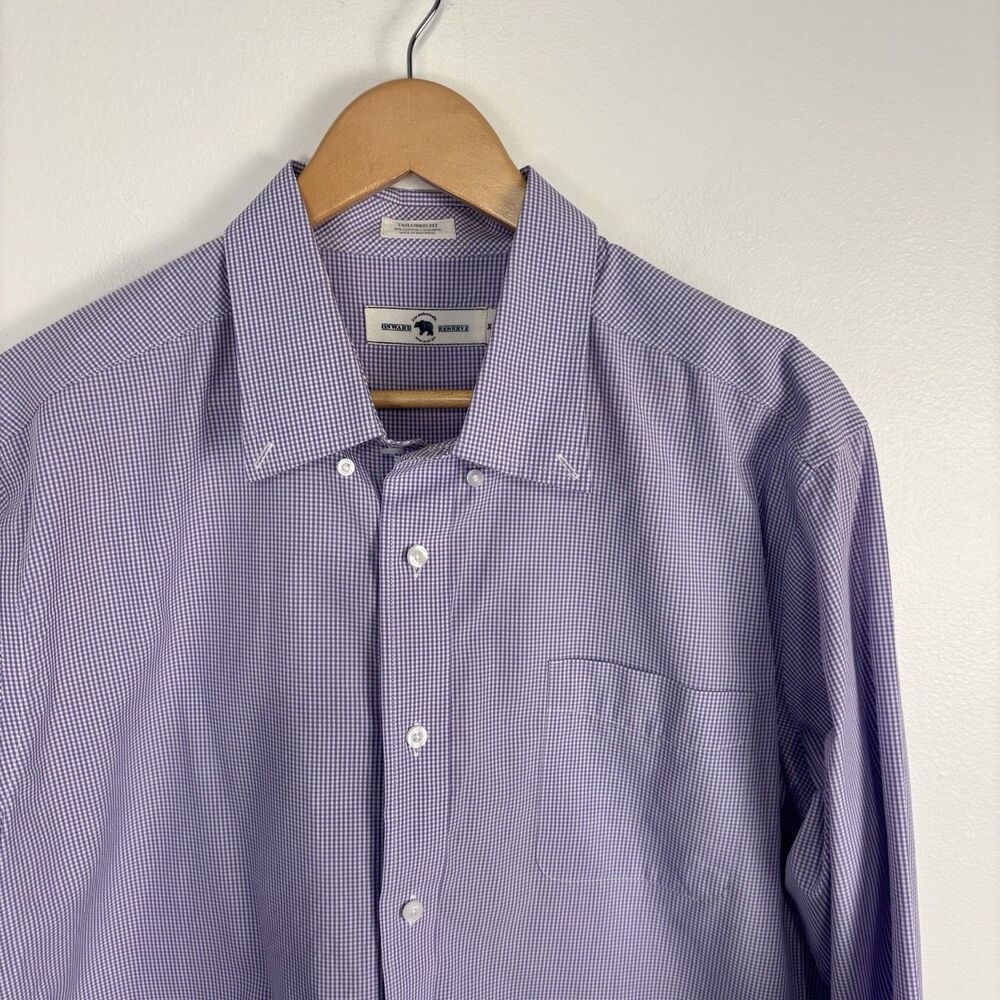 Onward Reserve Shirt Mens XL Purple Gingham Plaid Button Up Long Sleeve Tailored